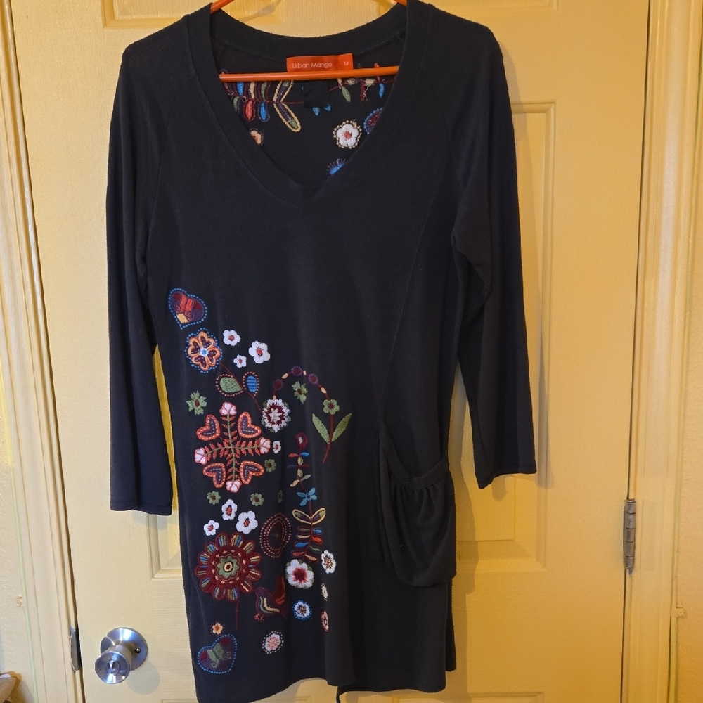 Urban Mango Gray Embroidered Tunic